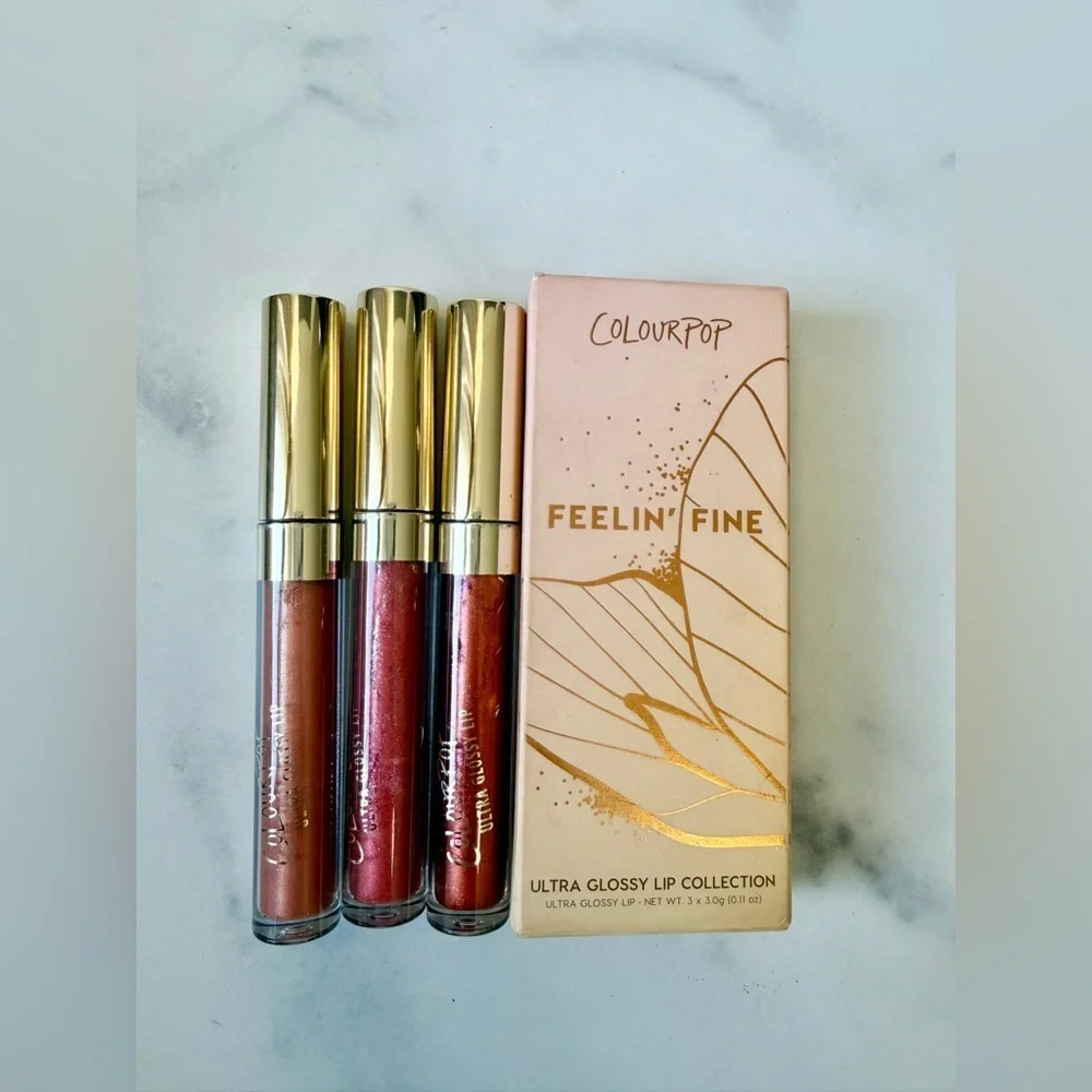 NEW IN BOX ColourPop “Feelin’ Fine” Ultra Glossy Lip Collection (Set of 3)